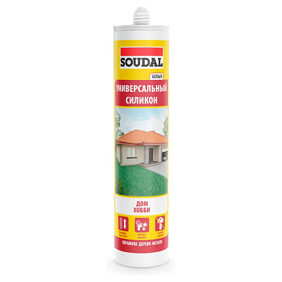  Герметик унивесальный силиконовый белый Soudal 280мл. 
