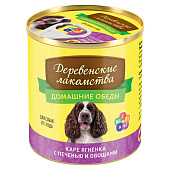  Влажный корм для собак Домашние обеды ягненок, печень, овощи 240г 