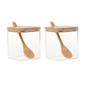Набор банок для хранения с ложкой, 9х8х8 см стекло, бамбук Vetta ЭКО 828-006 Набор банок для хранения с ложкой, 9х8х8 см стекло, бамбук Vetta ЭКО 828-006