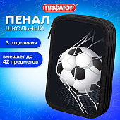  Пенал Пифагор, 3 отделения, ламинированный картон, 19х11 см, Ball kick, 272253 