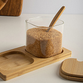 Набор банок для хранения с ложкой, 9х8х8 см стекло, бамбук Vetta ЭКО 828-006 Набор банок для хранения с ложкой, 9х8х8 см стекло, бамбук Vetta ЭКО 828-006
