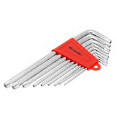 Набор ключей имбусовых TORX, 9 шт: T10-T50, CrV, удлиненные, сатин., Matrix Набор ключей имбусовых TORX, 9 шт: T10-T50, CrV, удлиненные, сатин., Matrix