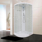  Душевая кабина 90x90x210 1/4 круга низкий поддон стекло 4мм белый кирпич ST5020 ODA 