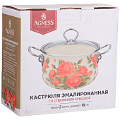  Кастрюля Agness 2.0л эмалированная, "Корейская роза" 915-136 