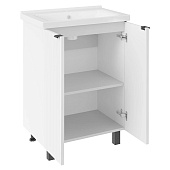  Тумба Дора 60 напольная белая с раковиной Миранда 60/Como 60 