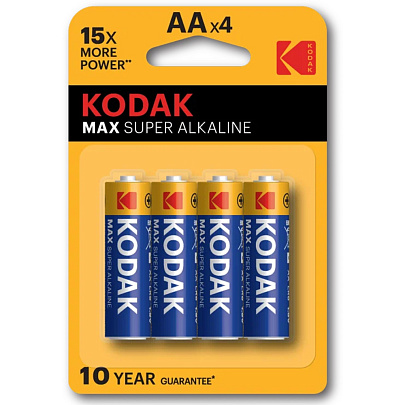 Батарейка LR6, 4шт, АА, Kodak MAX SUPER Батарейка LR6, 4шт, АА, Kodak MAX SUPER
