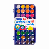  Краски акварельные 36цв, Brauberg Premium, круглые кюветы, 23 мм, пенал, 191746 