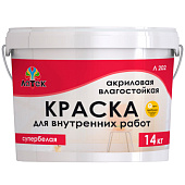  Краска акриловая для внутренних работ влагостойкая супербелая Латек 14 кг 