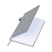  Блокнот А5 135x212мм BRAUBERG Edge, под кожу, резинка, держатель, 80л, клетка, серый, 117146 