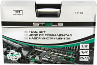Набор инструментов, 88 предм., 1/2", 1/4", CrV, пластиковый кейс, Stels 14109