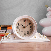 Часы настольные Милица 26х14 см корпус белый с золотом 4833055 Часы настольные Милица 26х14 см корпус белый с золотом 4833055