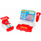 Кассовый аппарат с весами (на батарейках) + сканер+продукты+аксессуары, 18х19 см, 999-23 Кассовый аппарат с весами (на батарейках) + сканер+продукты+аксессуары, 18х19 см, 999-23