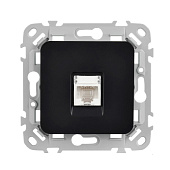 Розетка компьютерная встраиваемая RJ45 UTP cat 5e, цвет черный, IEK FLITE