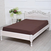 Простыня на резинке 140х200 сатин шоколадный Простыня на резинке 140х200 сатин шоколадный