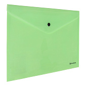  Папка-конверт с кнопкой BRAUBERG "Pastel" А4 до 100 л непрозрачная цвет мятный 0,18 мм, 270477 
