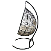  Кресло подвесное Сфера до 120 кг арт. CN800-2024 (стойка+основание черный, корзн.корич., подушка бежевая) 