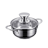 Набор кастрюль 6 пр. со стек. крышками 0,6л/1л/2л Linea BIMBO vitro 93-BIMv-136