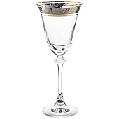  Набор бокалов для белого вина Crystal Bohemia "ASIO" Декор "Панто платина, отводка золото" 185 мл (6 шт) БСС0151 