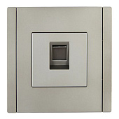 Розетка компьютерная встраиваемая RJ45 UTP cat 5e, цвет сталь, IEK FORTE&PIANO Розетка компьютерная встраиваемая RJ45 UTP cat 5e, цвет сталь, IEK FORTE&PIANO