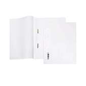  Скоросшиватель пластиковый А4 140/180мкм Hatber белый (10/400) /AS4_00100/ 