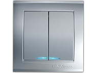 Выключатель 2-кл. подсвет. серебр.(7949667)/UNIVersa Бриллиант Выключатель 2-кл. подсвет. серебр.(7949667)/UNIVersa Бриллиант