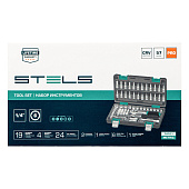 Набор инструментов, 57 предм., 1/4", CrV, пластиковый кейс Stels 14101