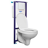 Инсталляция для подвесного унитаза 4в1 Альфа комфорт (монтажная рама, унитаз, сиденье микр. кнопка хром) Santeri Инсталляция для подвесного унитаза 4в1 Альфа комфорт (монтажная рама, унитаз, сиденье микр. кнопка хром) Santeri