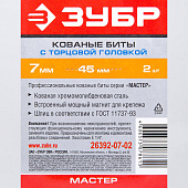 Биты с торцовой головкой, магнитные,хвостовик E 1/4", 7х45мм, 2шт/ЗУБР "МАСТЕР" Биты с торцовой головкой, магнитные,хвостовик E 1/4", 7х45мм, 2шт/ЗУБР "МАСТЕР"