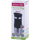 Термокружка 380мл из нержавеющей стали с TPR-вставкой (черная, красная) 2069 Термокружка 380мл из нержавеющей стали с TPR-вставкой (черная, красная) 2069