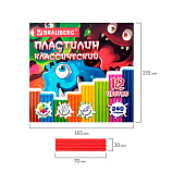  Пластилин классический "МОНСТРИКИ", 12 цв., 240г, СТЕК, ВЫСШЕЕ КАЧЕСТВО, BRAUBERG, 107356 