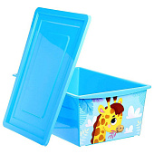  Ящик для игрушек, с крышкой, Веселый зоопарк, объём 30 л, цвет голубой 5122421 