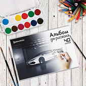  Альбом для рисования А4 40л., Brauberg, скоба, глянцевый лак, 202х285 мм, Суперавто, 105093 