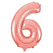 Шар воздушный фольгированный Цифра 6 81см розовое золото Шар воздушный фольгированный Цифра 6 81см розовое золото
