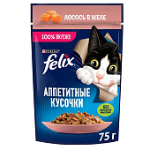  Влажный корм для кошек FELIX Аппетитные Кусочки Лосось 75г 