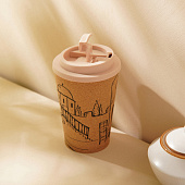 Стакан для кофе с крышкой «Тира», пробковый, 350 мл, 9,5х9,5х14,5 см, бежевый 9951492 Стакан для кофе с крышкой «Тира», пробковый, 350 мл, 9,5х9,5х14,5 см, бежевый 9951492