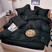 Комплект постельного белья 2 спальный страйп-сатин черный 9088 Комплект постельного белья 2 спальный страйп-сатин черный 9088