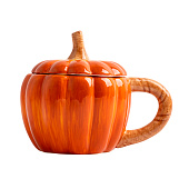  Кружка Bright pumpkin 450 мл, с крышкой, оранжево-зеленая, Тыква ANLAF-FDWS-031224-5 