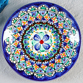  Тарелка Риштанская Керамика "Цветы", синяя, 15 см 2741385 