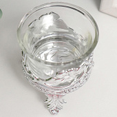  Подсвечник стекло, пластик на 1 свечу "Цветочек" серебро 6,5х6х6 см   4098218 