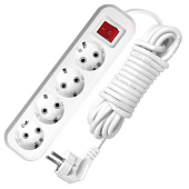  Удлинитель 4 гнезда, 5м с заземл. 13А IP20, ПВС 3х1 с выкл. UNIVersal S-304 