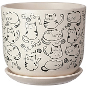 Горшок Коты белый бук №2 Горшок Коты белый бук №2