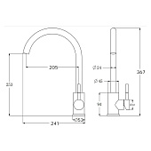  Смеситель для кухни R-излив черный K45 Black 