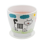 Горшок с подставкой "Кот", керамика , 1,4л., BH-08-1 Горшок с подставкой "Кот", керамика , 1,4л., BH-08-1