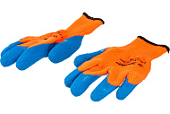  Перчатки акриловые с латексным покрытием, Зима, р. L-XL, 10 класс, Зубр, сигнальный цвет 