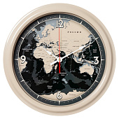 Часы настенные круглые d=48 см, корпус хаки "Карта мира", Рубин, 4840-007