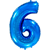 Шар воздушный фольгированный Цифра 6 81см синий Шар воздушный фольгированный Цифра 6 81см синий