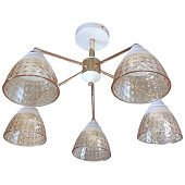  Люстра в стиле модерн 12255/5WT+FGD BR+WT 60Вт Е27 S=11м2 /ЭкономСвет 