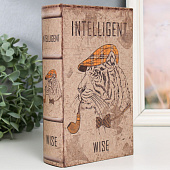  Сейф-книга Тигр в кепке и с трубкой, дерево кожзам, 21х13х5 см, 9079019 