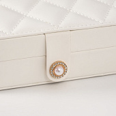  Шкатулка для украшений кожзам Стёганная. Ромбы белая 11х16х5 см 10524184 