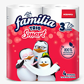  Туалетная бумага Hayat Familia TRIO SMART 3-х сл. белая 4 шт. Арт. 5061724 